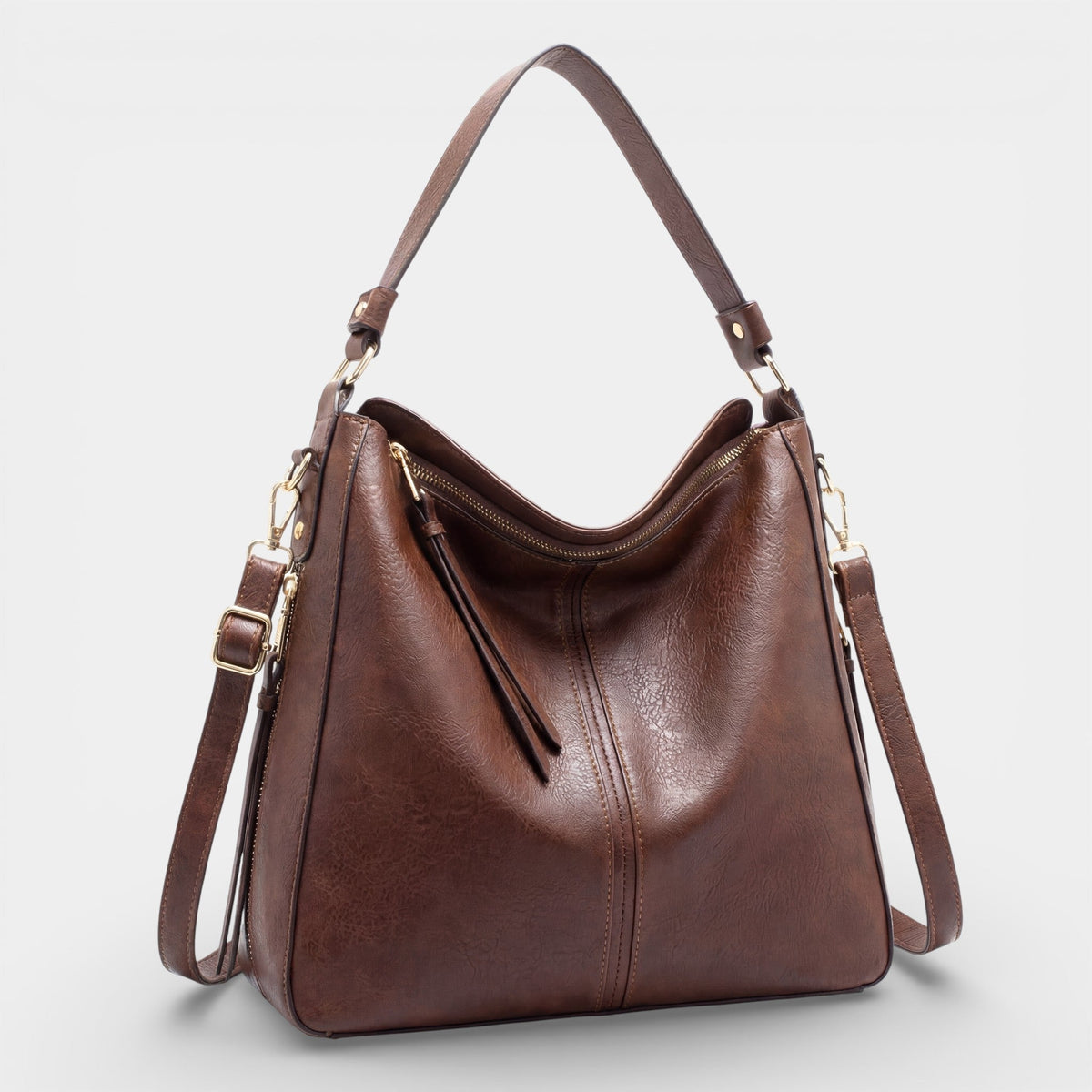 Women's Leather Hobo Bag – Curved Slouchy Shape