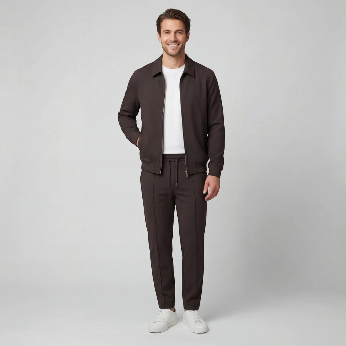 Men's Jacket and Pants Set – Slim Zip-Front Fit