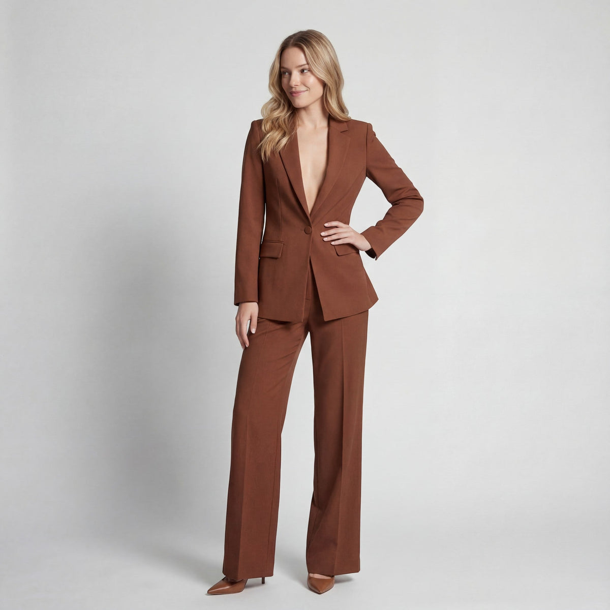 Women's Blazer and Pants Suit Set – Structured Tapered Fit