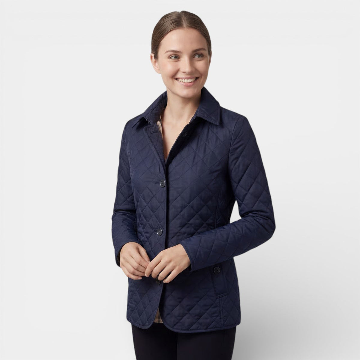 Women's Quilted Lapel Jacket – Structured Fitted Cut