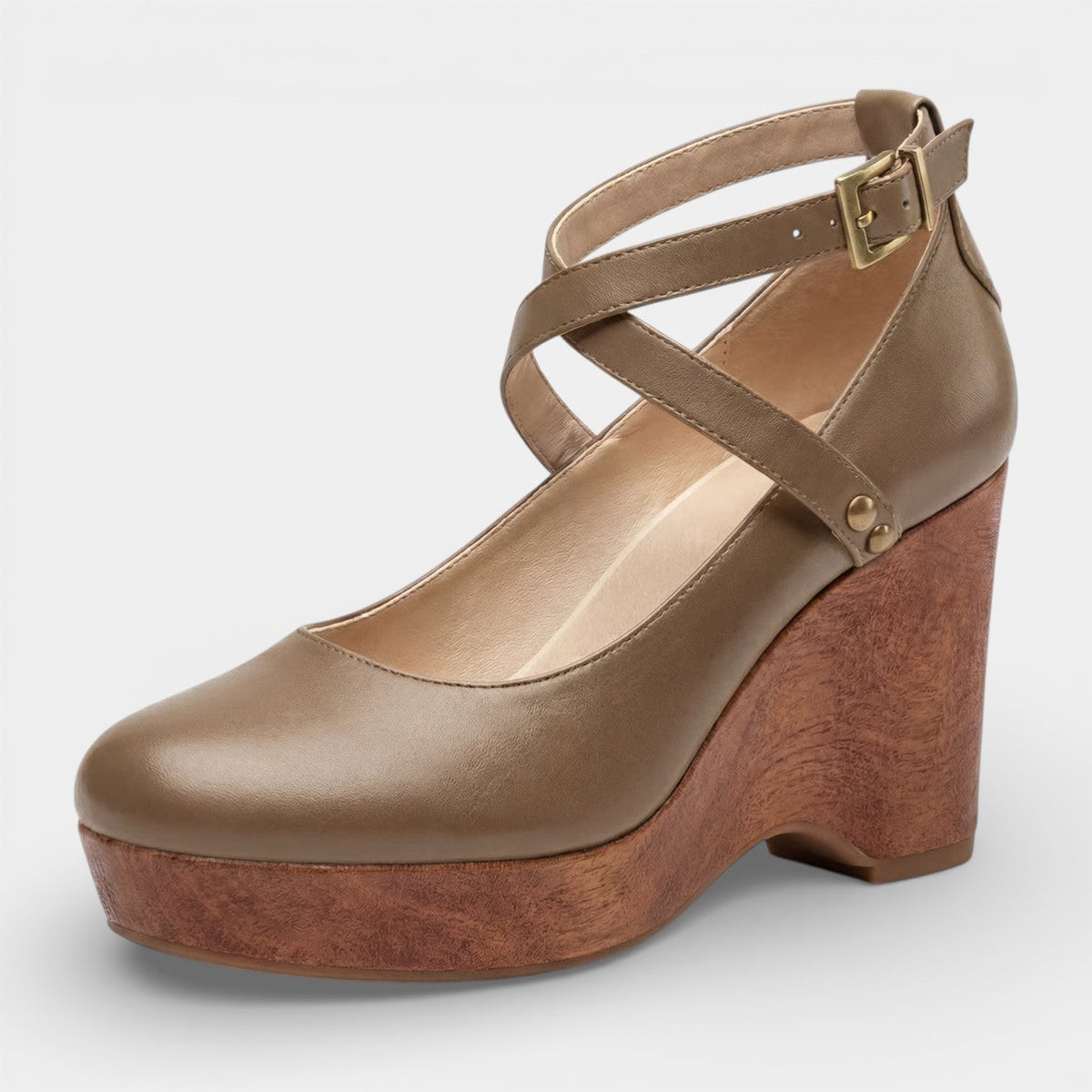 Women's Platform Wedge Sandal – Leather Ankle Strap