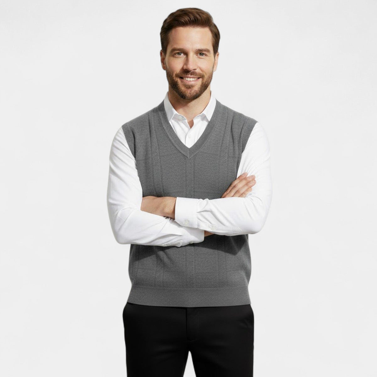 Men's Knit Sweater Vest – Deep V-Neck Fine Knit
