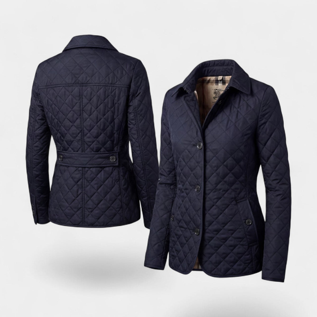 Women's Quilted Lapel Jacket – Structured Fitted Cut