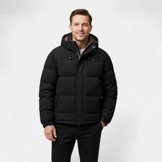 Men's Hooded Puffer Jacket – Quilted Cotton Regular Fit