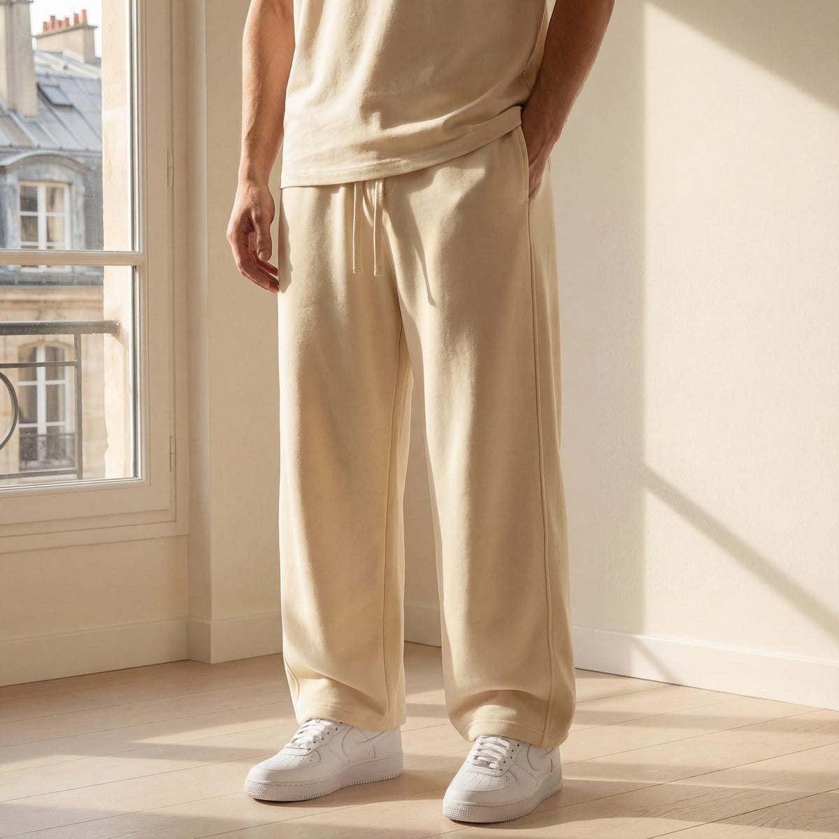 Men's Cotton Straight-Leg Pants – Relaxed Drawstring Waist