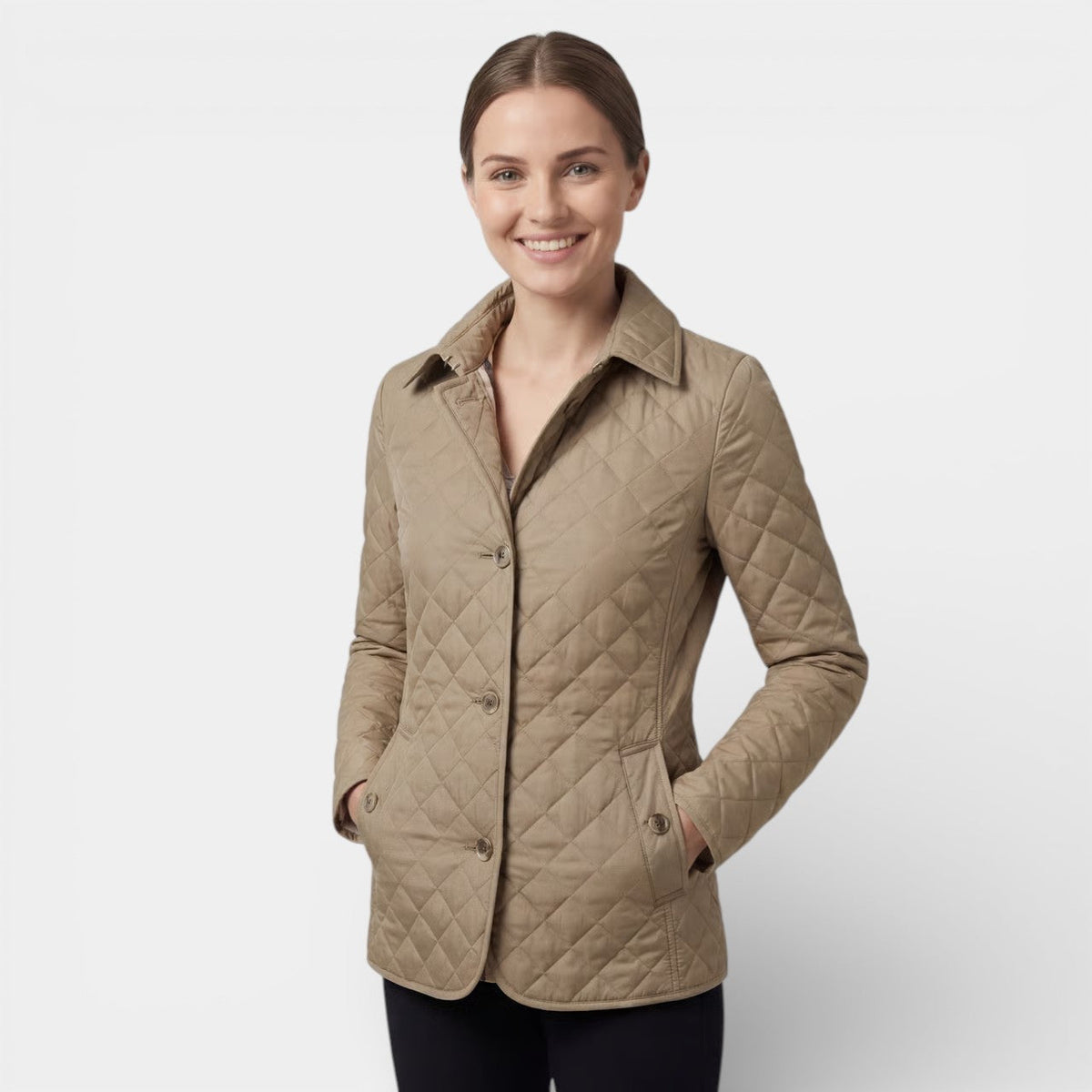 Women's Quilted Lapel Jacket – Structured Fitted Cut