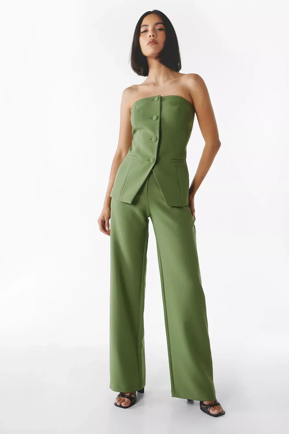 Women's Strapless Pant Set – Bustier and Wide Leg
