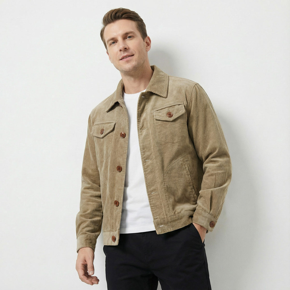 Men's Corduroy Jacket – Relaxed Single-Breasted Fit