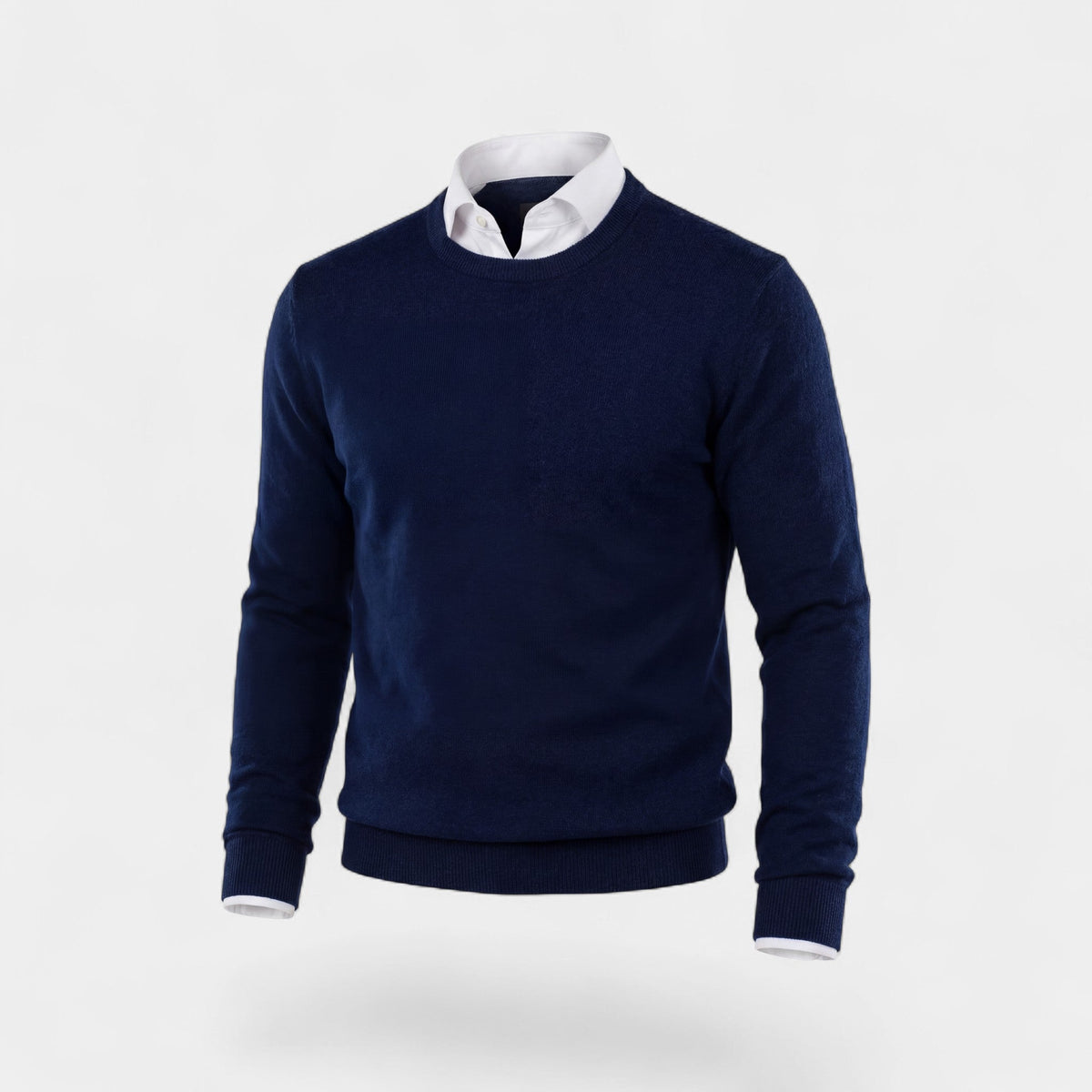 Men's Wool-Blend Sweater – Crew Neck Fitted Cut