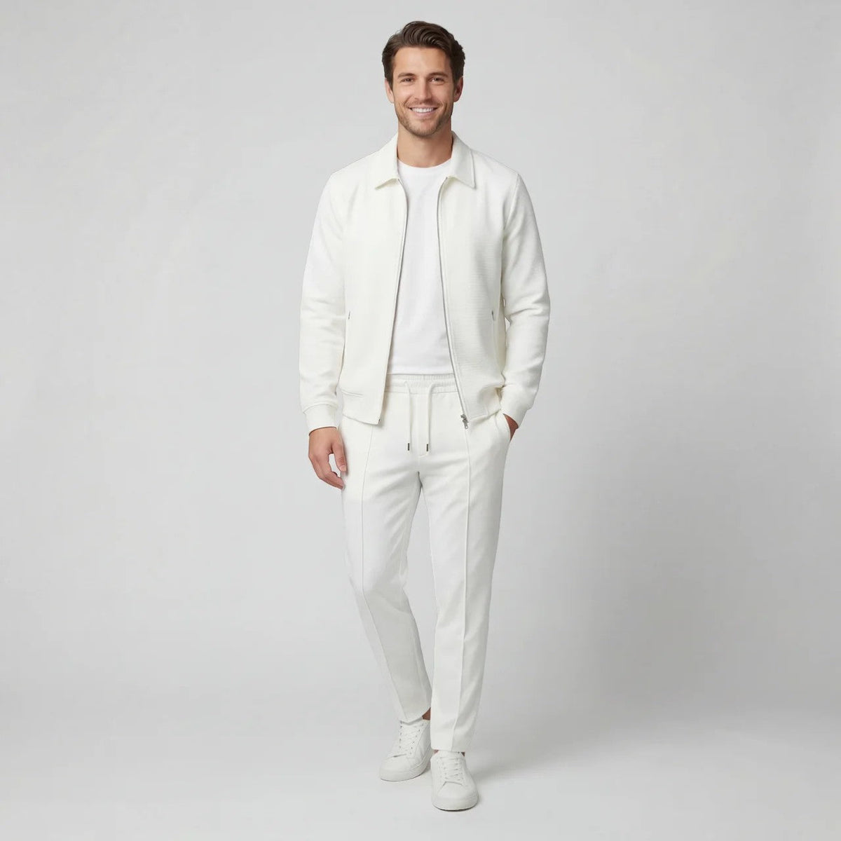 Men's Jacket and Pants Set – Slim Zip-Front Fit