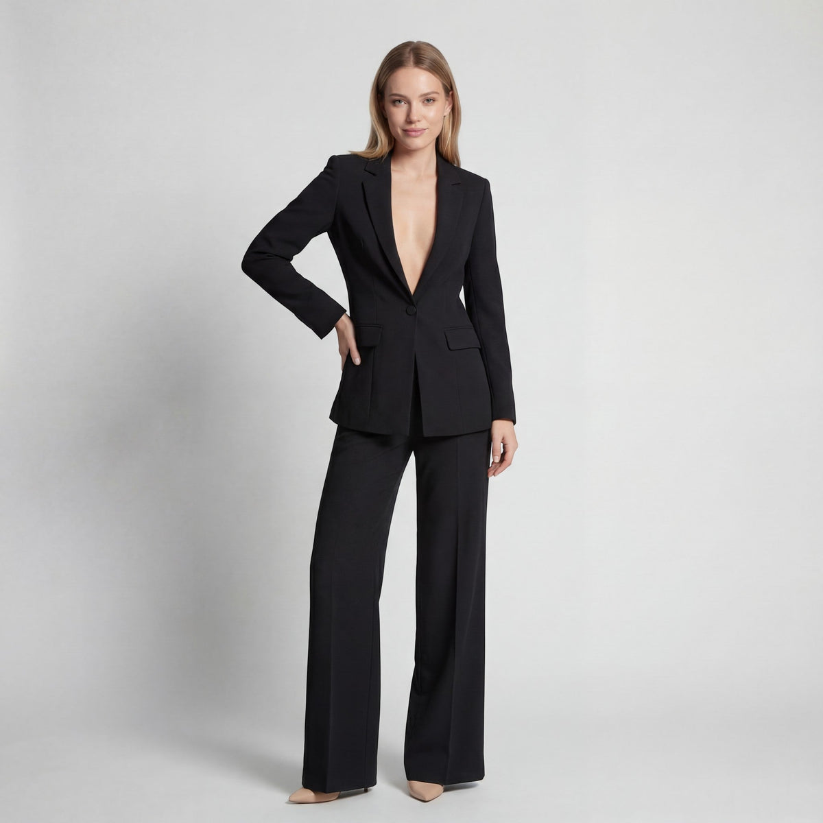 Women's Blazer and Pants Suit Set – Structured Tapered Fit