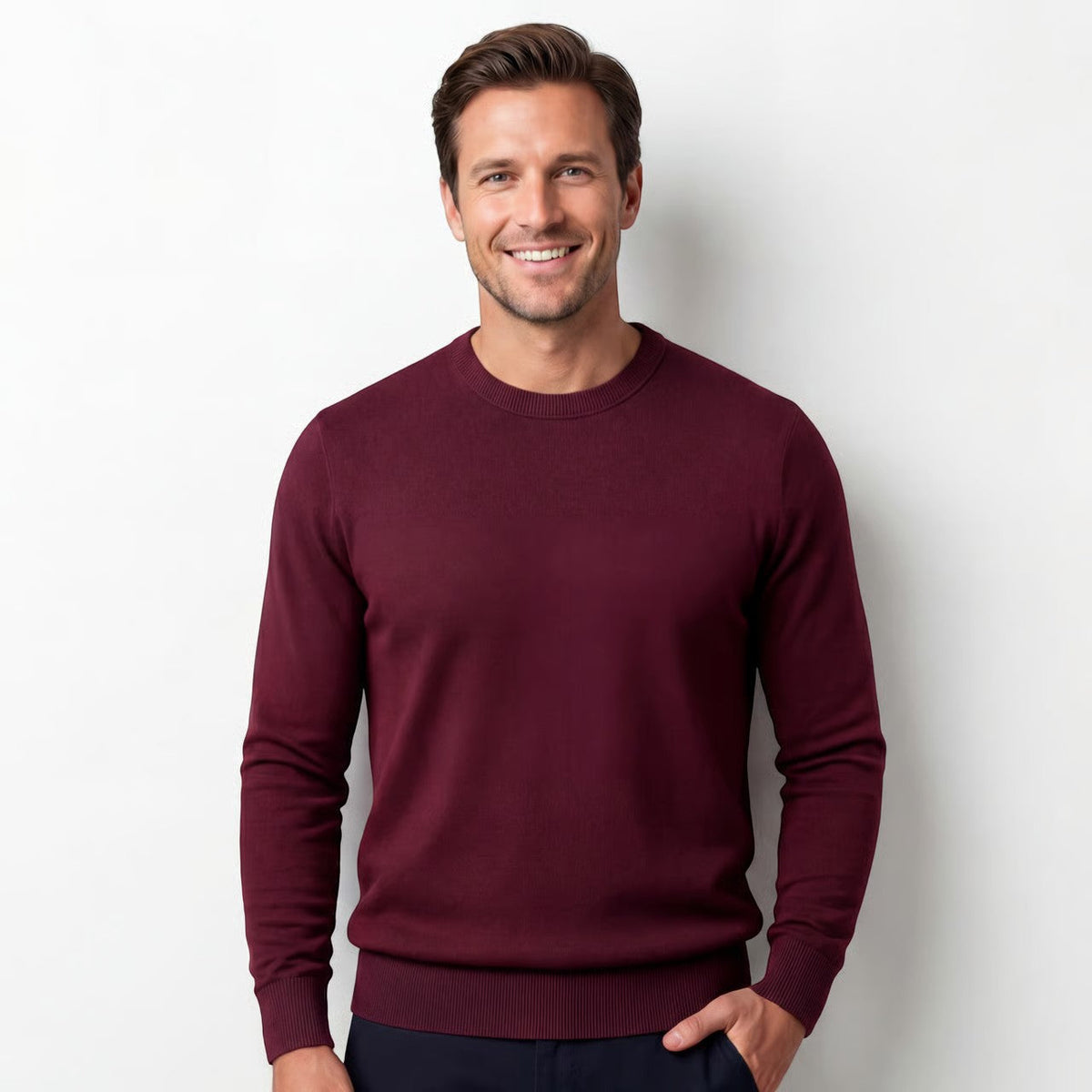 Men's Slim-Fit Sweater – Clean Crew Neck