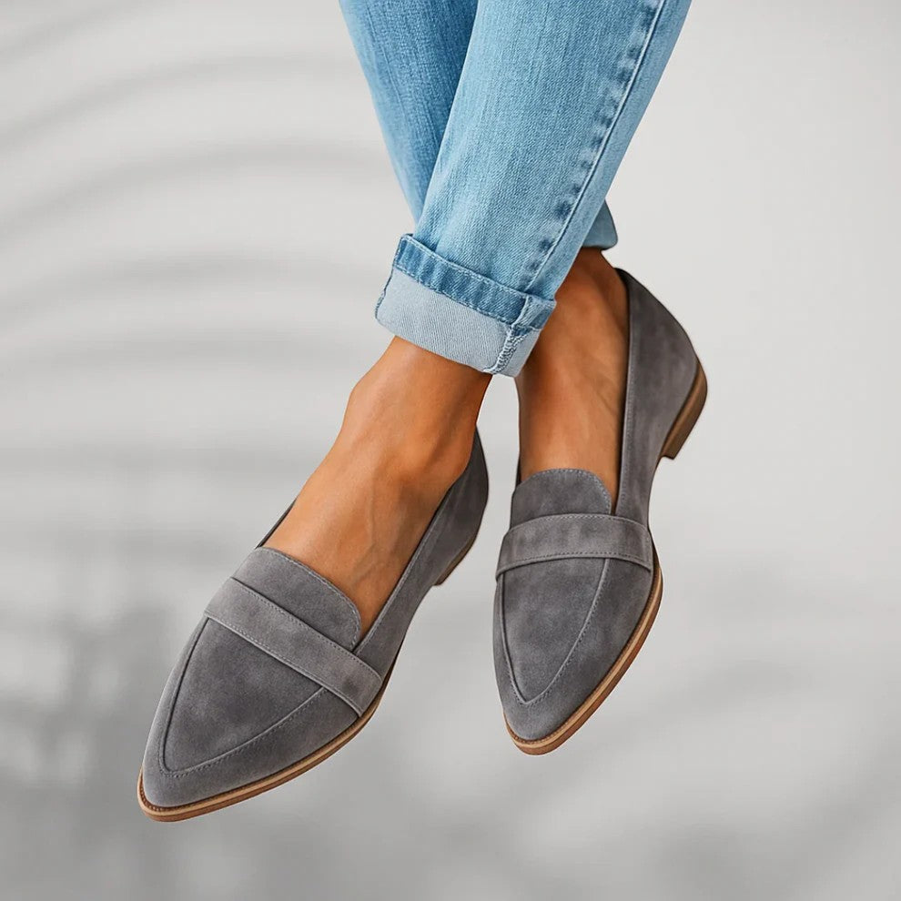 Women's Suede Loafer – Pointed Toe Wedge Heel