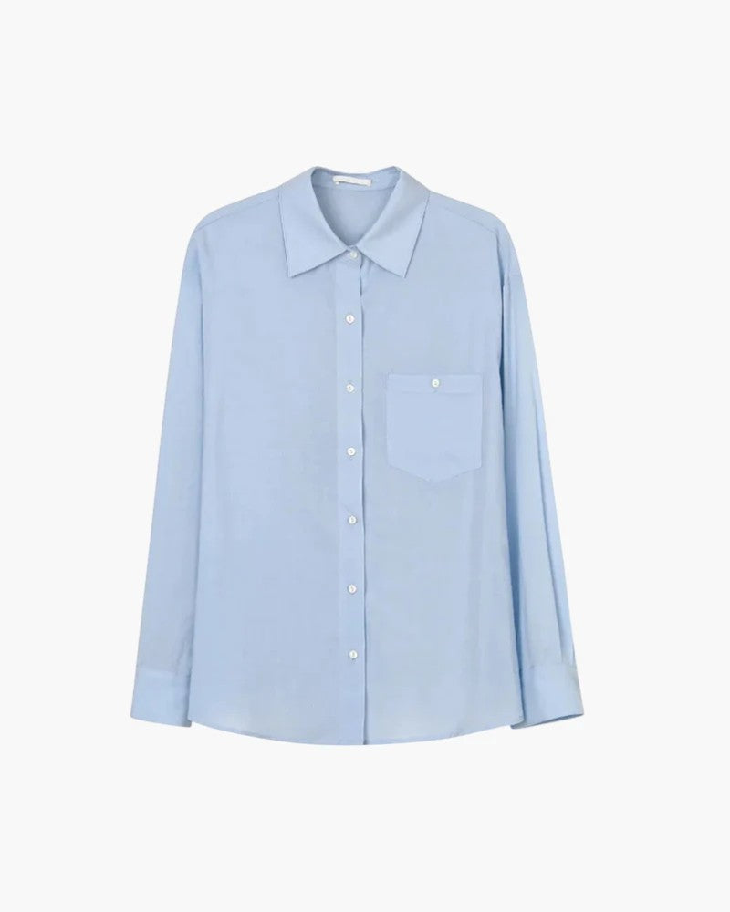 Women's Button-Front Linen-Blend Shirt – Relaxed Fluid Fit