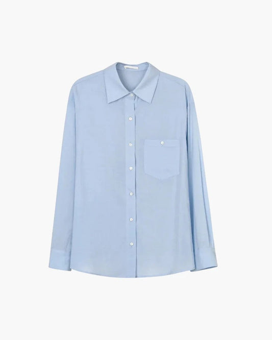 Women's Button-Front Linen-Blend Shirt – Relaxed Fluid Fit