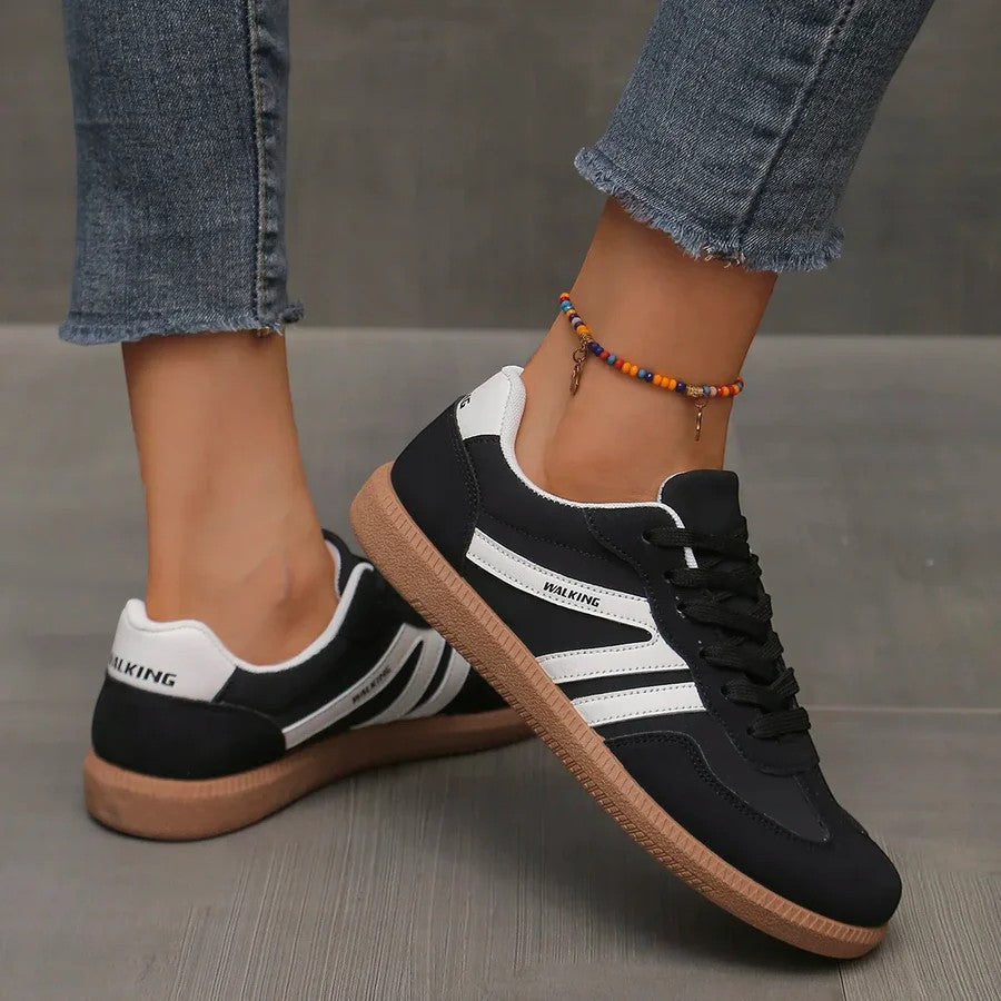 Women's Leather Lace-Up Sneaker – Low Flat Sole
