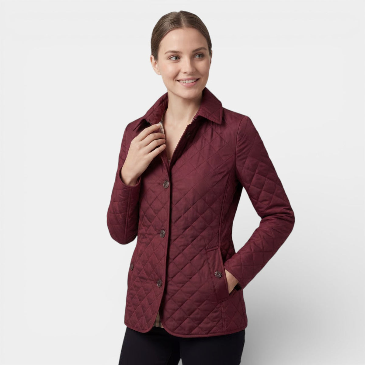 Women's Quilted Lapel Jacket – Structured Fitted Cut