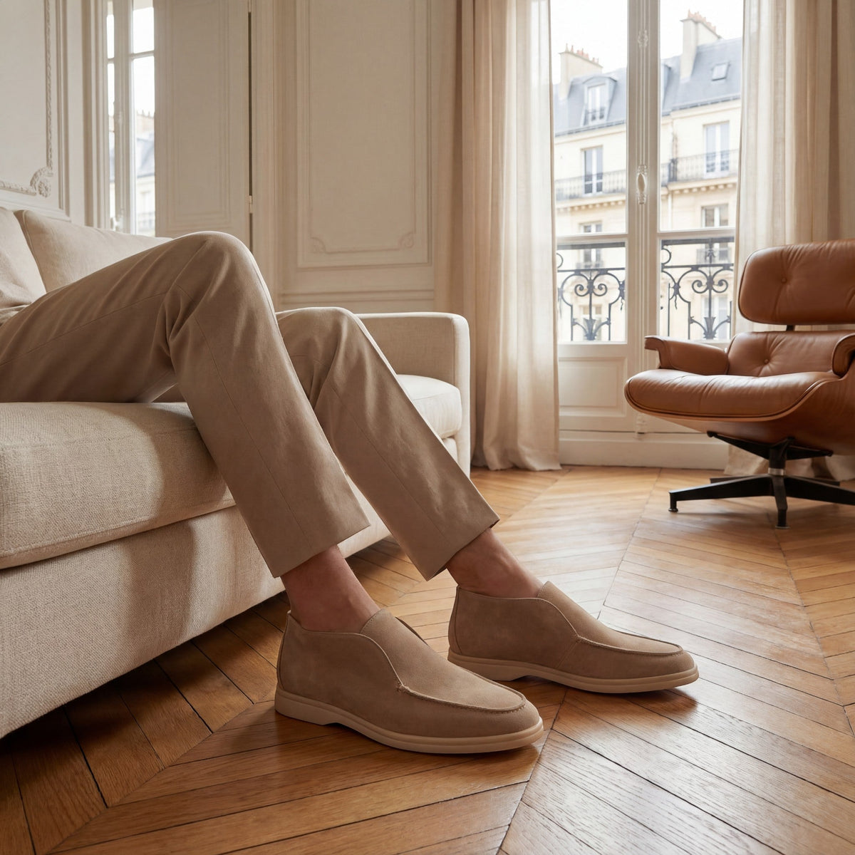 Men's High-Top Suede Loafers – Minimal Slip-On Profile