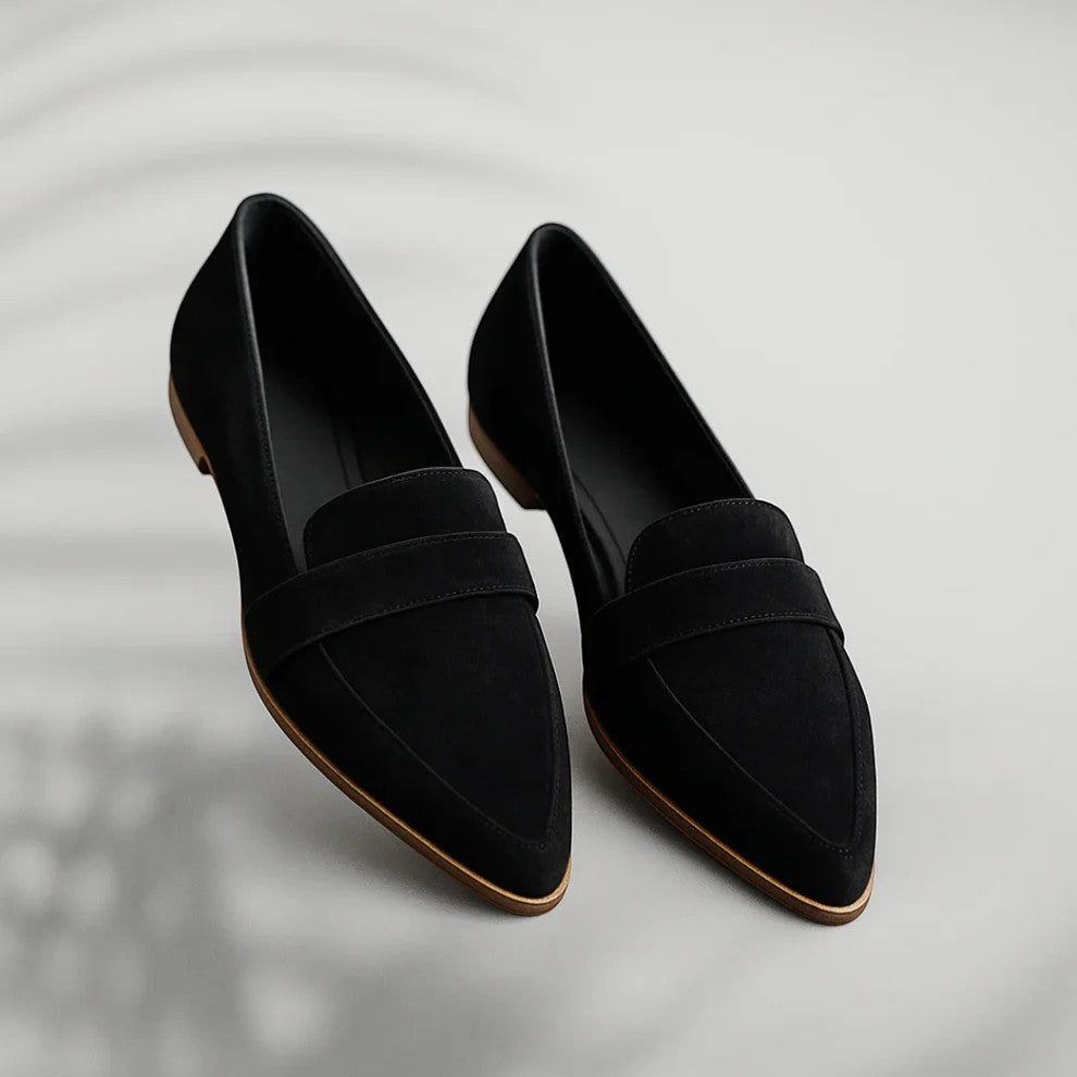 Women's Suede Loafer – Pointed Toe Wedge Heel