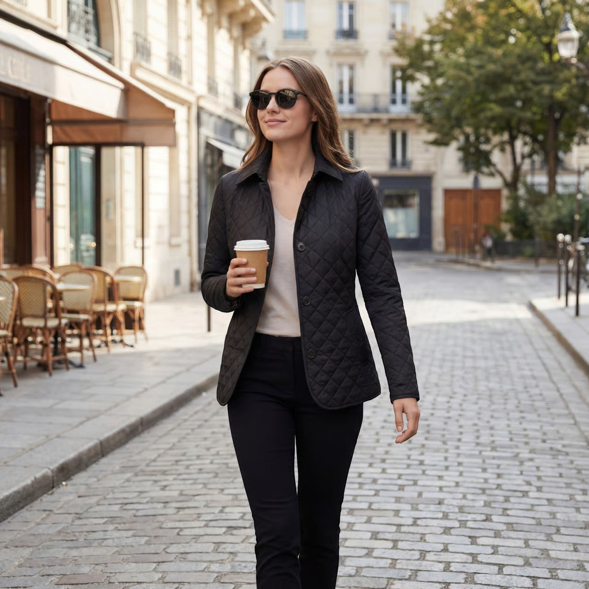 Women's Quilted Lapel Jacket – Structured Fitted Cut
