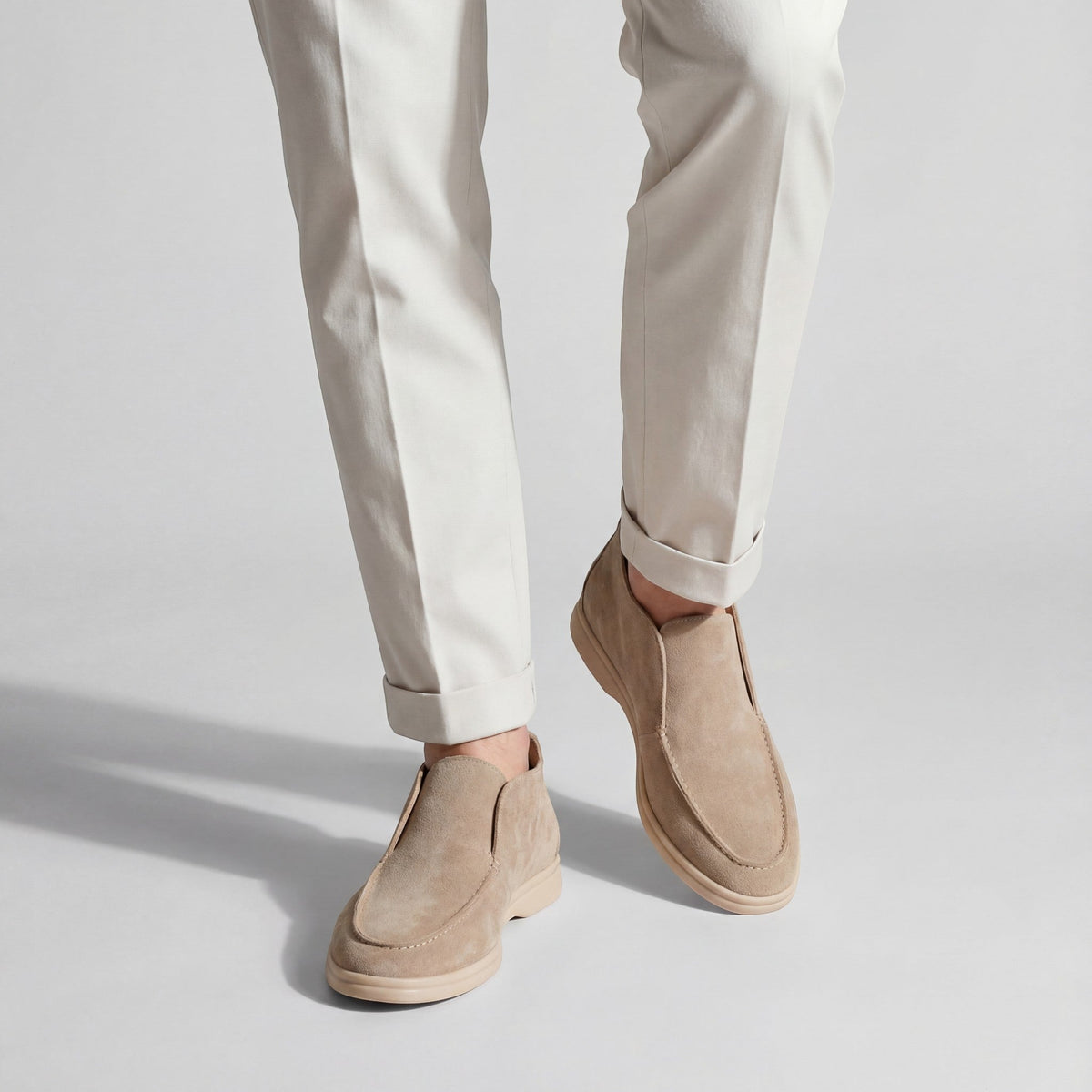 Men's High-Top Suede Loafers – Minimal Slip-On Profile