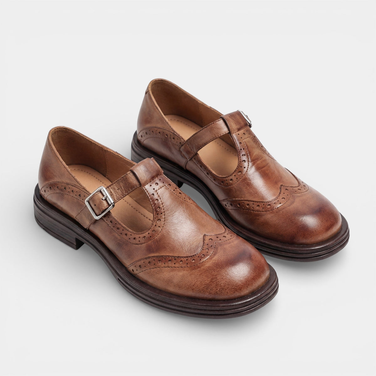 Women's Leather Flat Shoes – Smooth Rounded-Toe Design