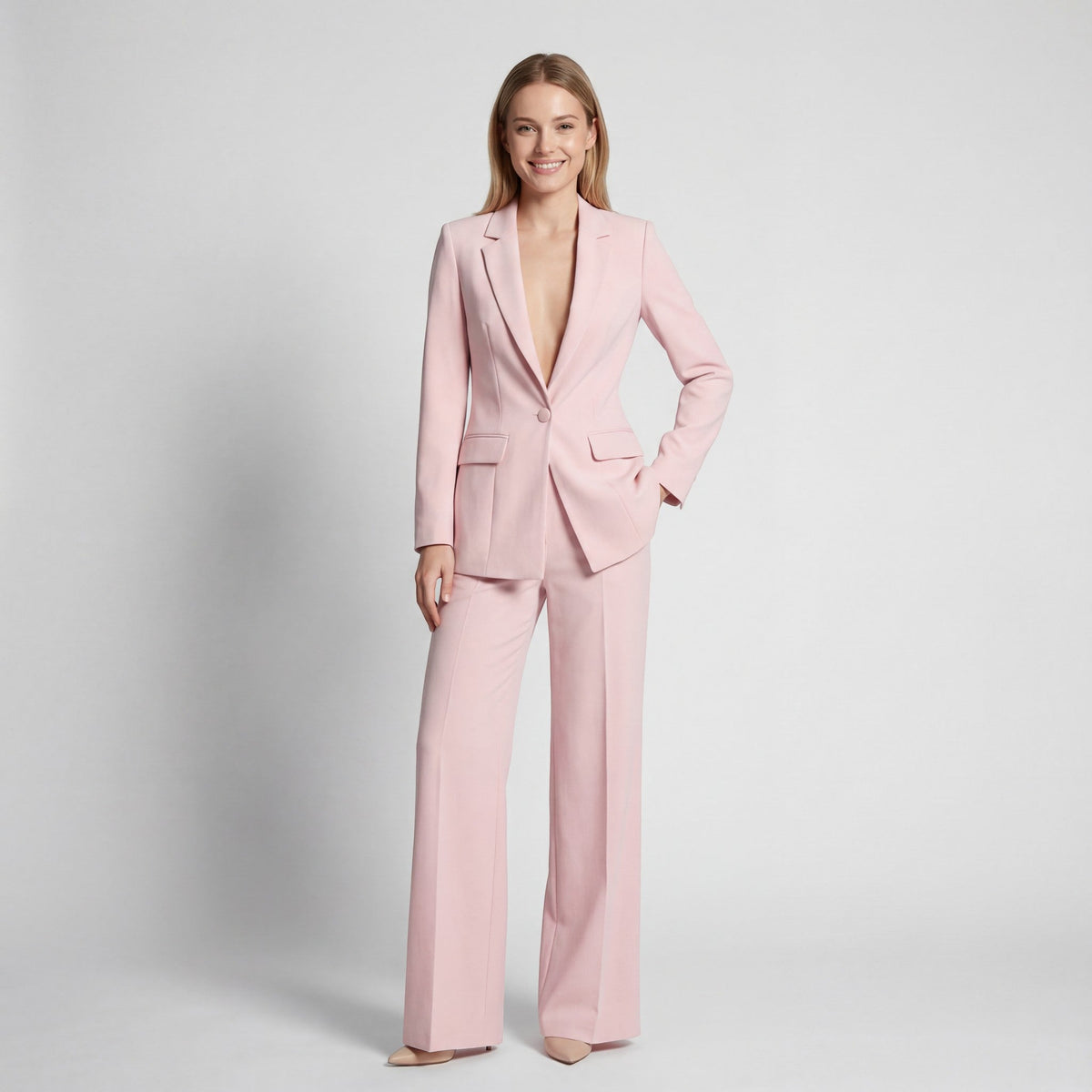 Women's Blazer and Pants Suit Set – Structured Tapered Fit