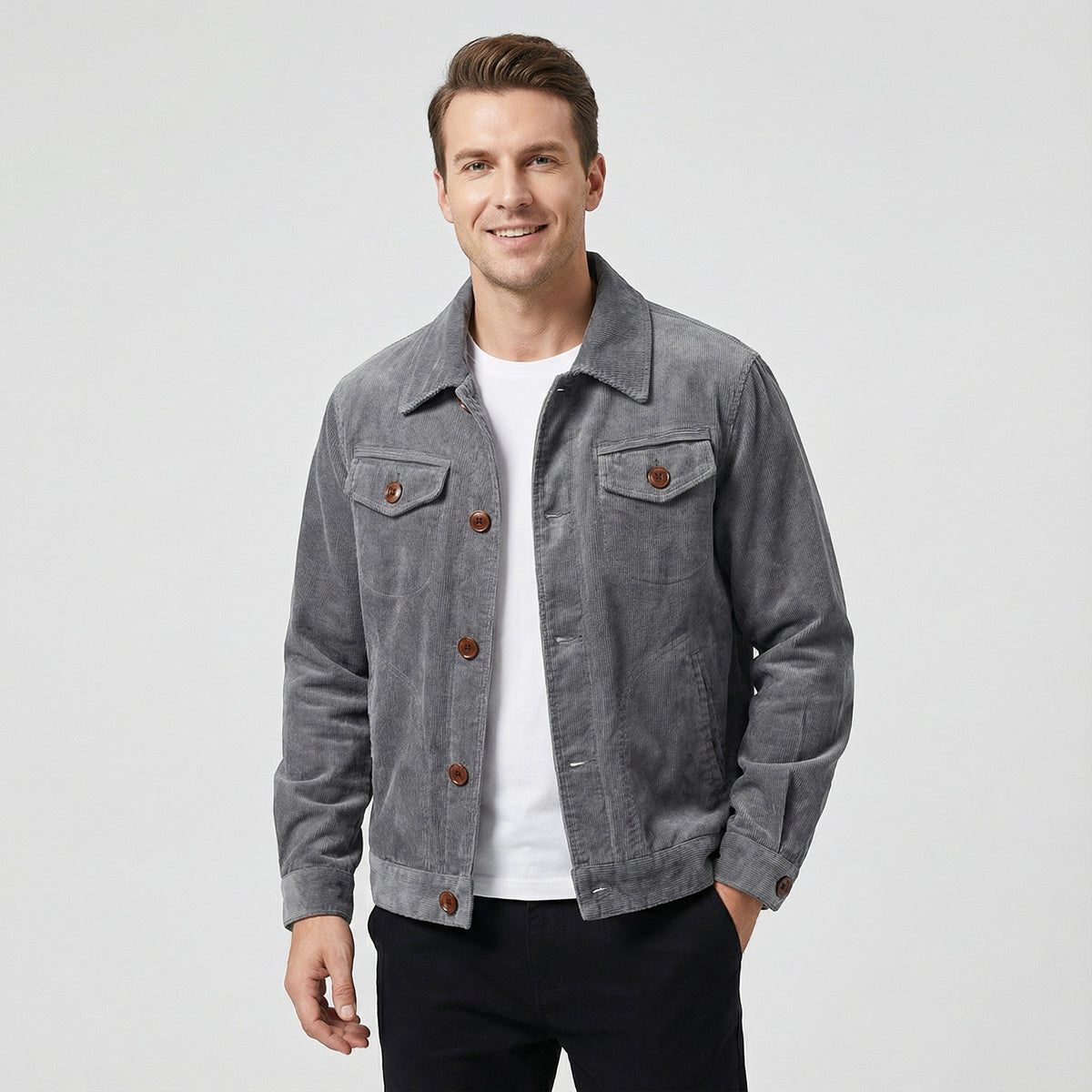 Men's Corduroy Jacket – Relaxed Single-Breasted Fit