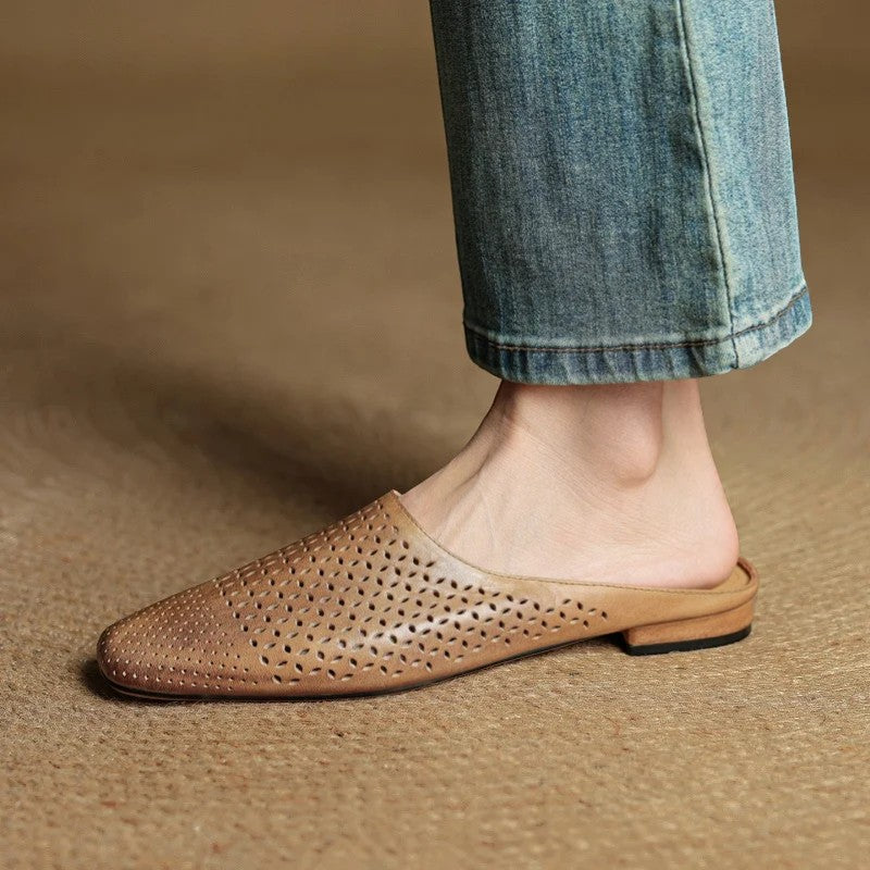 Women's Leather Mule – Closed Toe Slip-On