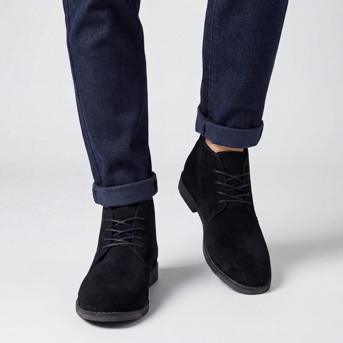 Men's Suede High Boots – Lace-Up Pointed Toe