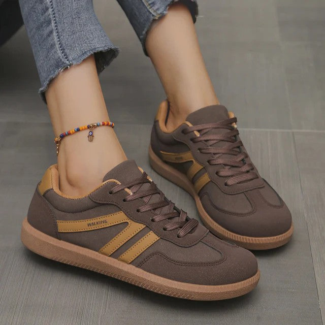 Women's Leather Lace-Up Sneaker – Low Flat Sole