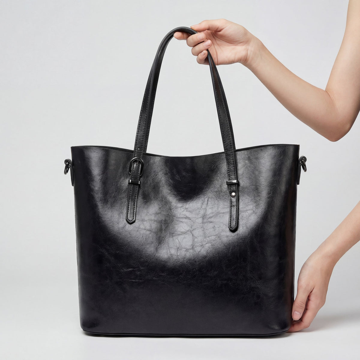 Women's Smooth Leather Tote Bag – Shoulder or Crossbody