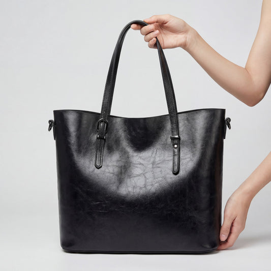 Women's Smooth Leather Tote Bag – Shoulder or Crossbody