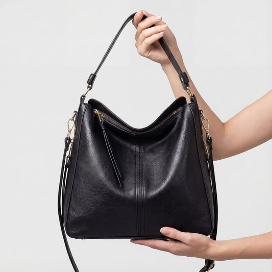 Women's Leather Hobo Bag – Curved Slouchy Shape