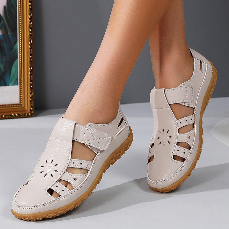 Women's Closed-Toe Sandal – Cutout Upper, Hook-and-Loop Strap