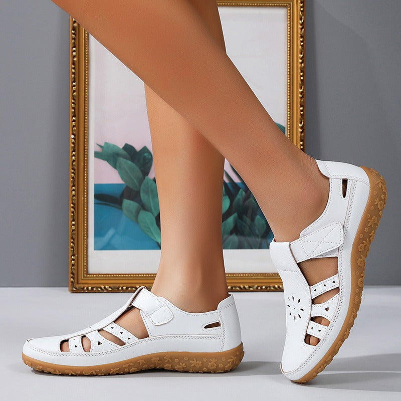 Women's Closed-Toe Sandal – Cutout Upper, Hook-and-Loop Strap