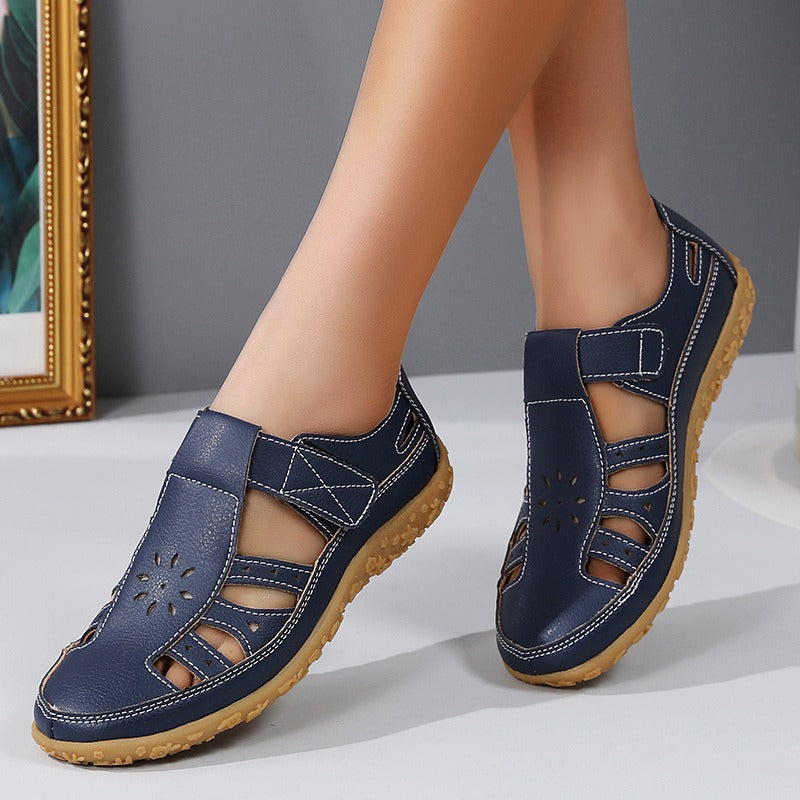 Women's Closed-Toe Sandal – Cutout Upper, Hook-and-Loop Strap