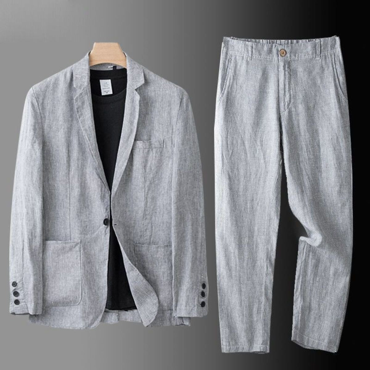 Men's Linen Suit Set – Single-Button Blazer and Pants