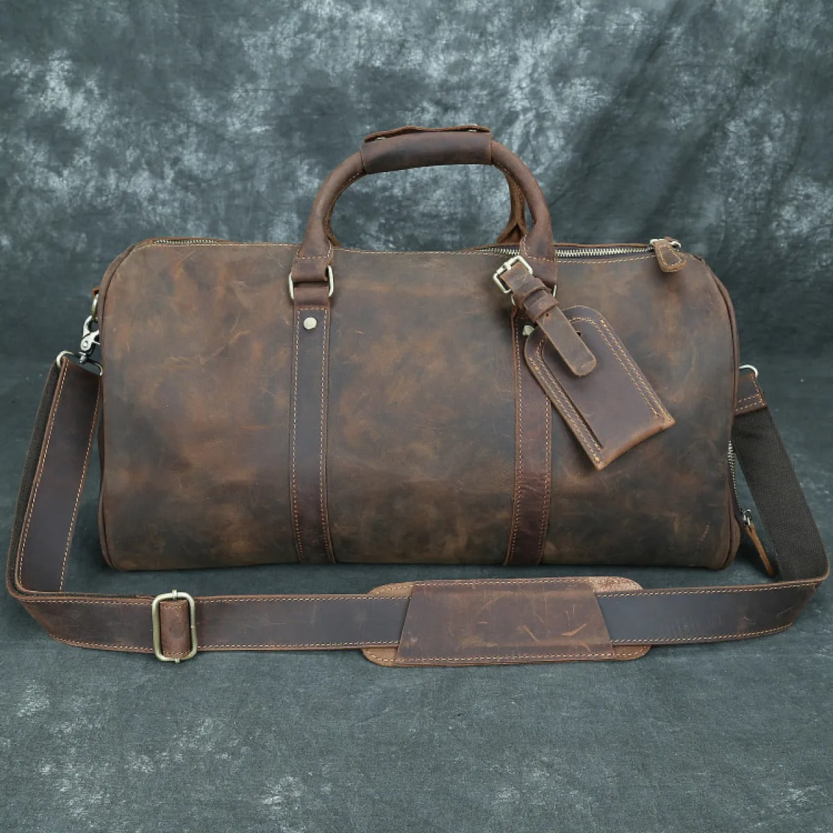 Men's Leather Duffel Bag – Shoe Compartment Travel