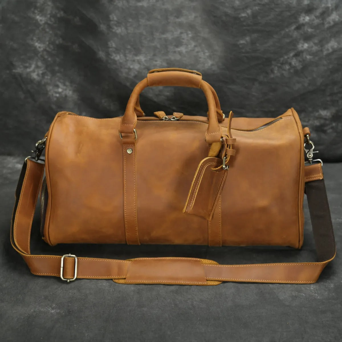 Men's Leather Duffel Bag – Shoe Compartment Travel