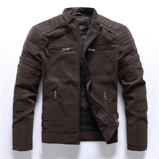 Men's Vegan Leather Jacket – Structured Stand Collar