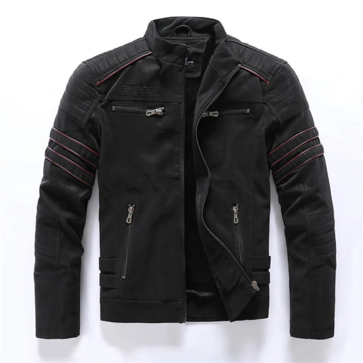 Men's Vegan Leather Jacket – Structured Stand Collar
