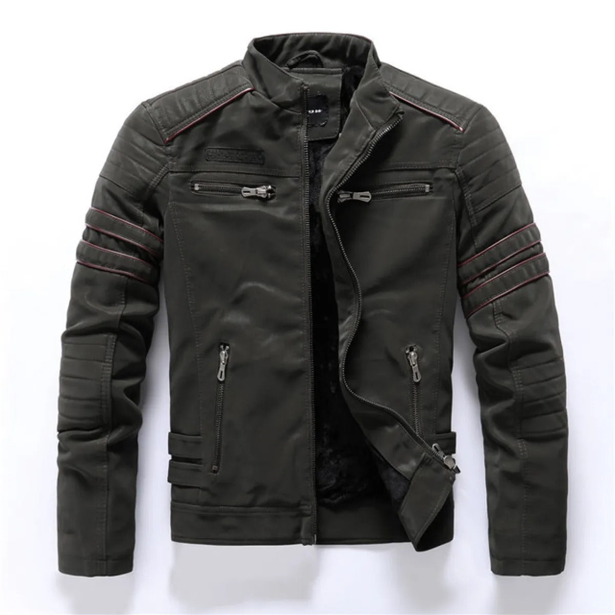 Men's Vegan Leather Jacket – Structured Stand Collar