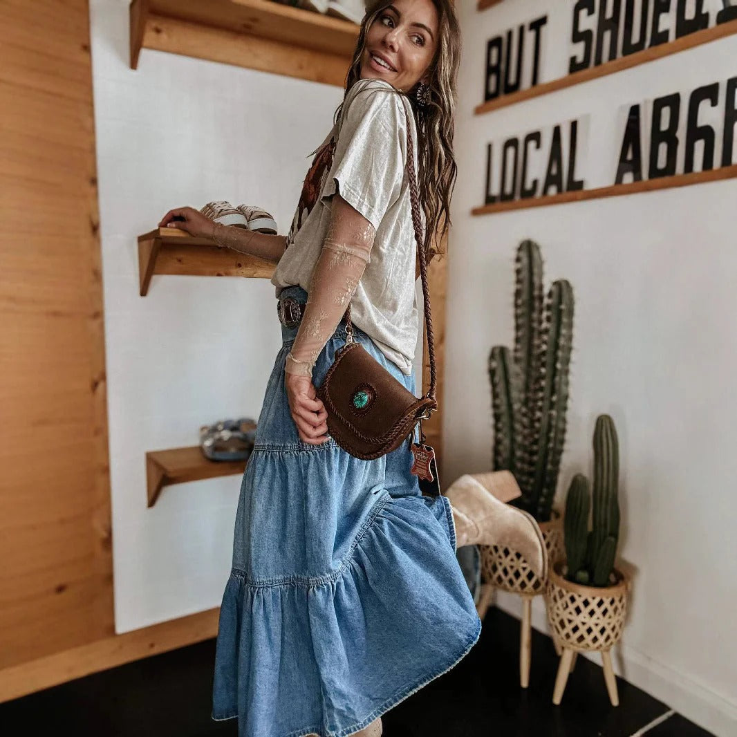 Women's Tiered Maxi Skirt – High-Rise Ruffled Flare