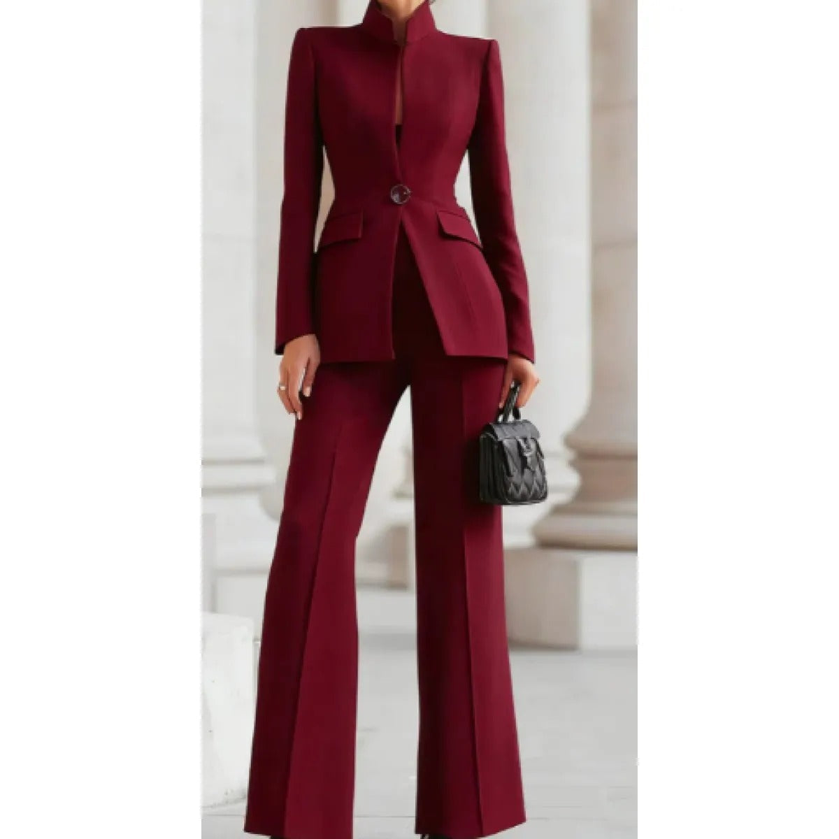Women's Two-Piece Pant Suit – Single-Button Tailored Blazer