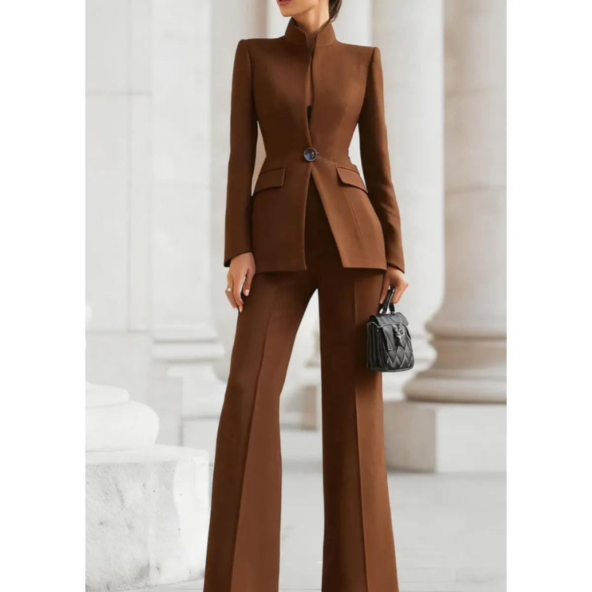 Women's Two-Piece Pant Suit – Single-Button Tailored Blazer