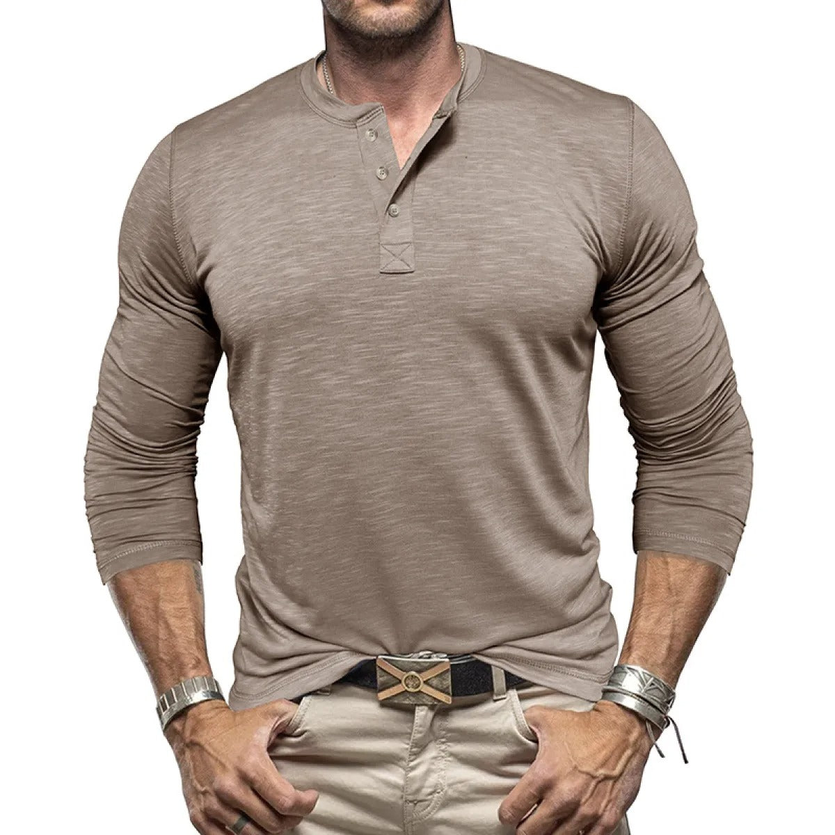 Men's Henley Shirt – Lightweight Long Sleeve
