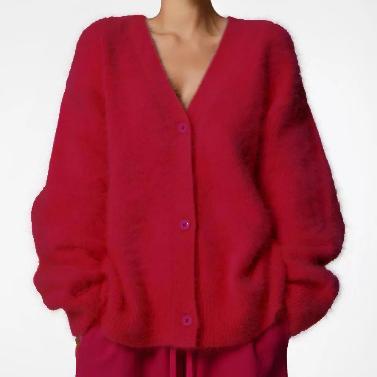Women's Button-Front Cardigan – Relaxed Straight Fit