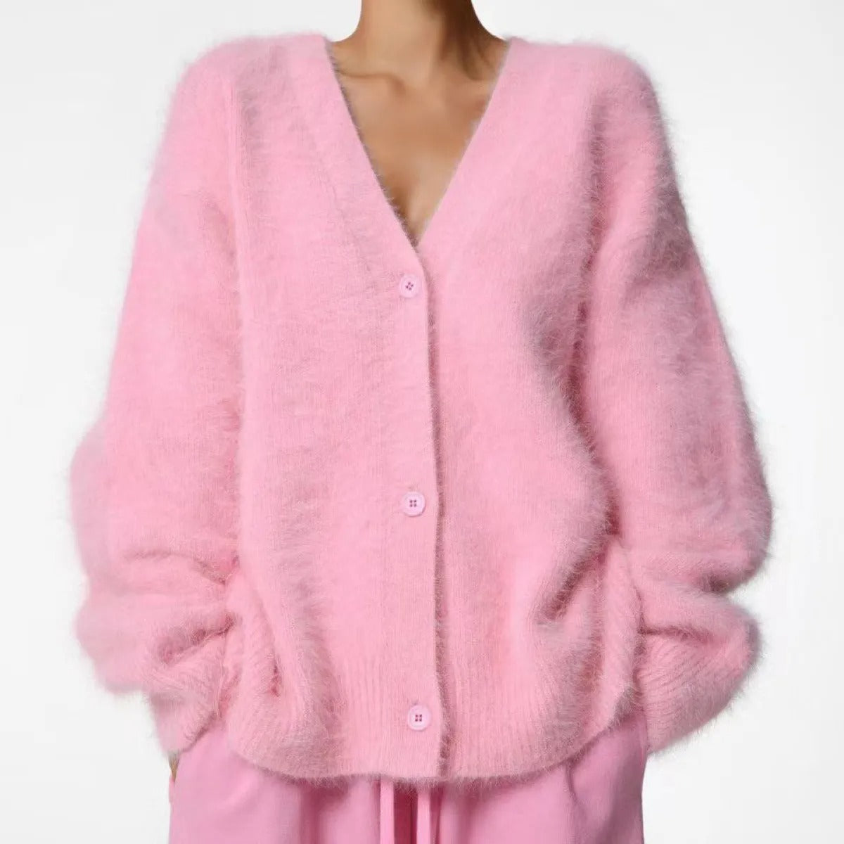 Women's Button-Front Cardigan – Relaxed Straight Fit