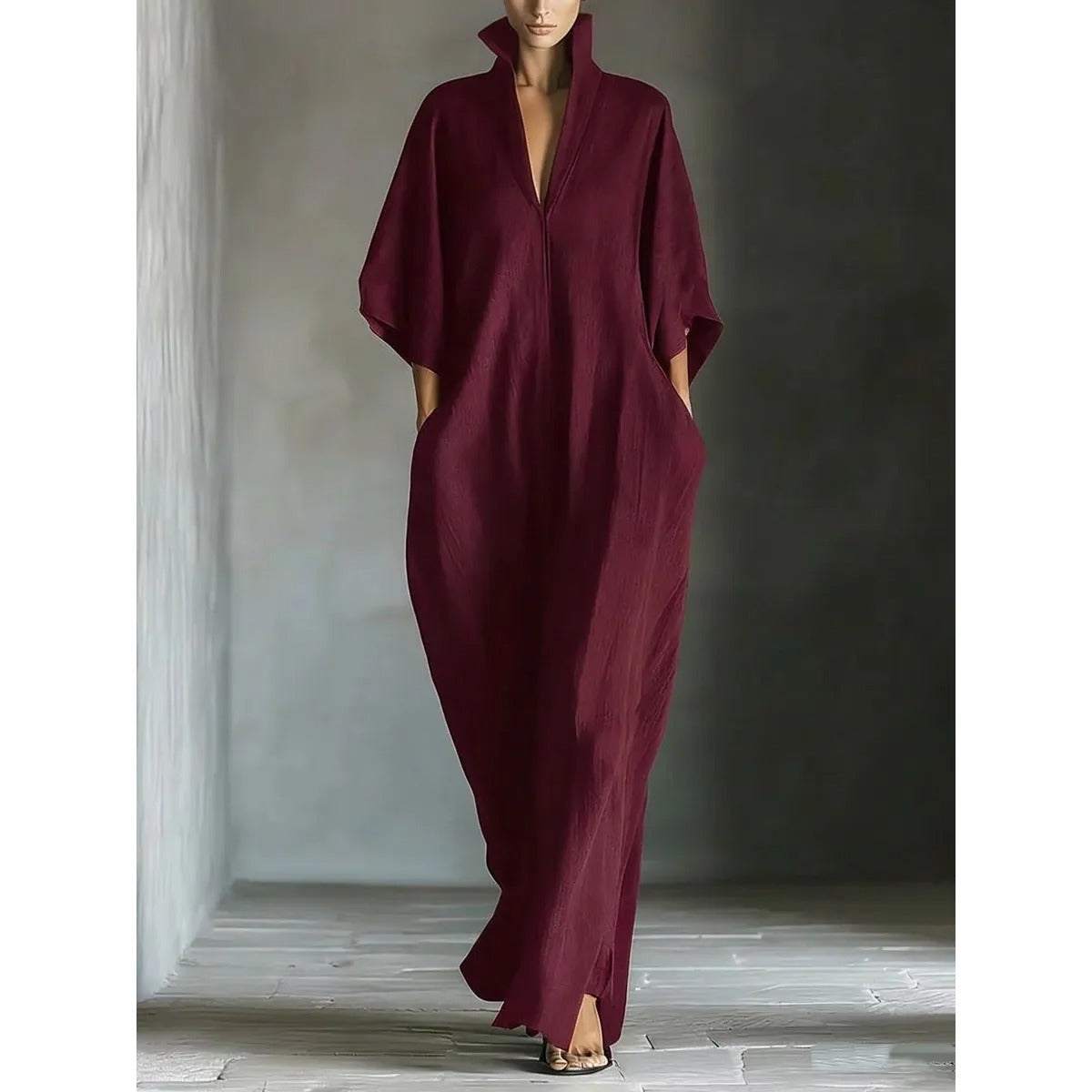 Women's Maxi Dress – Relaxed V-Neck Fit